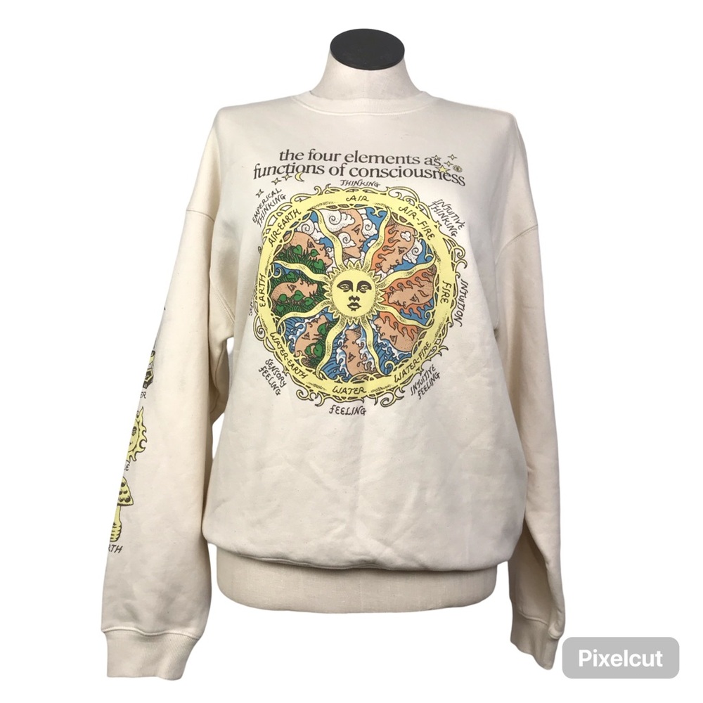 Jake Foreman Elements As Consciou Sweatshirt Women’s Size M Color Beige Pullover